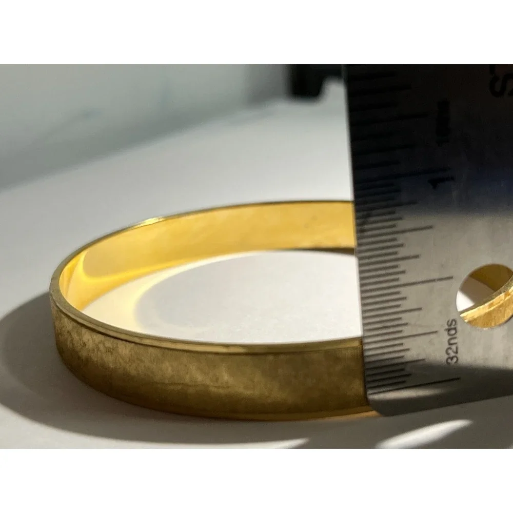 Vintage Napier Brushed Gold Tone Bangle Bracelet -‎ Diamond Cut - Signed